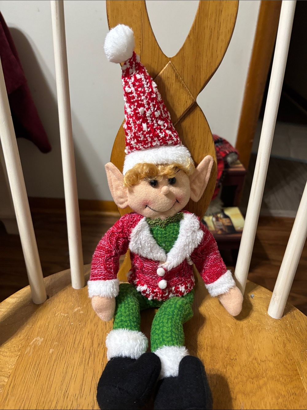 Holiday Elf Plush Doll in Red and Green